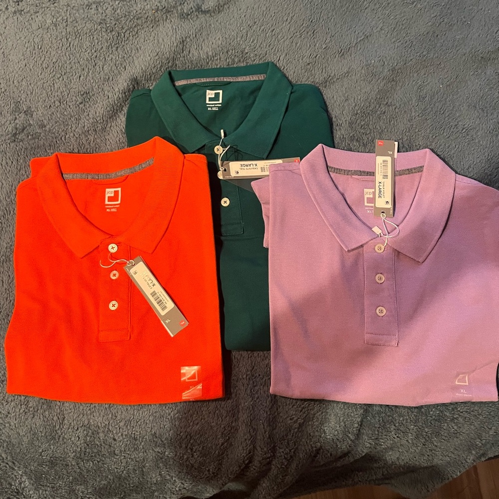 JCPenney Men's Polo Shirts - Orange, Green, and Purple